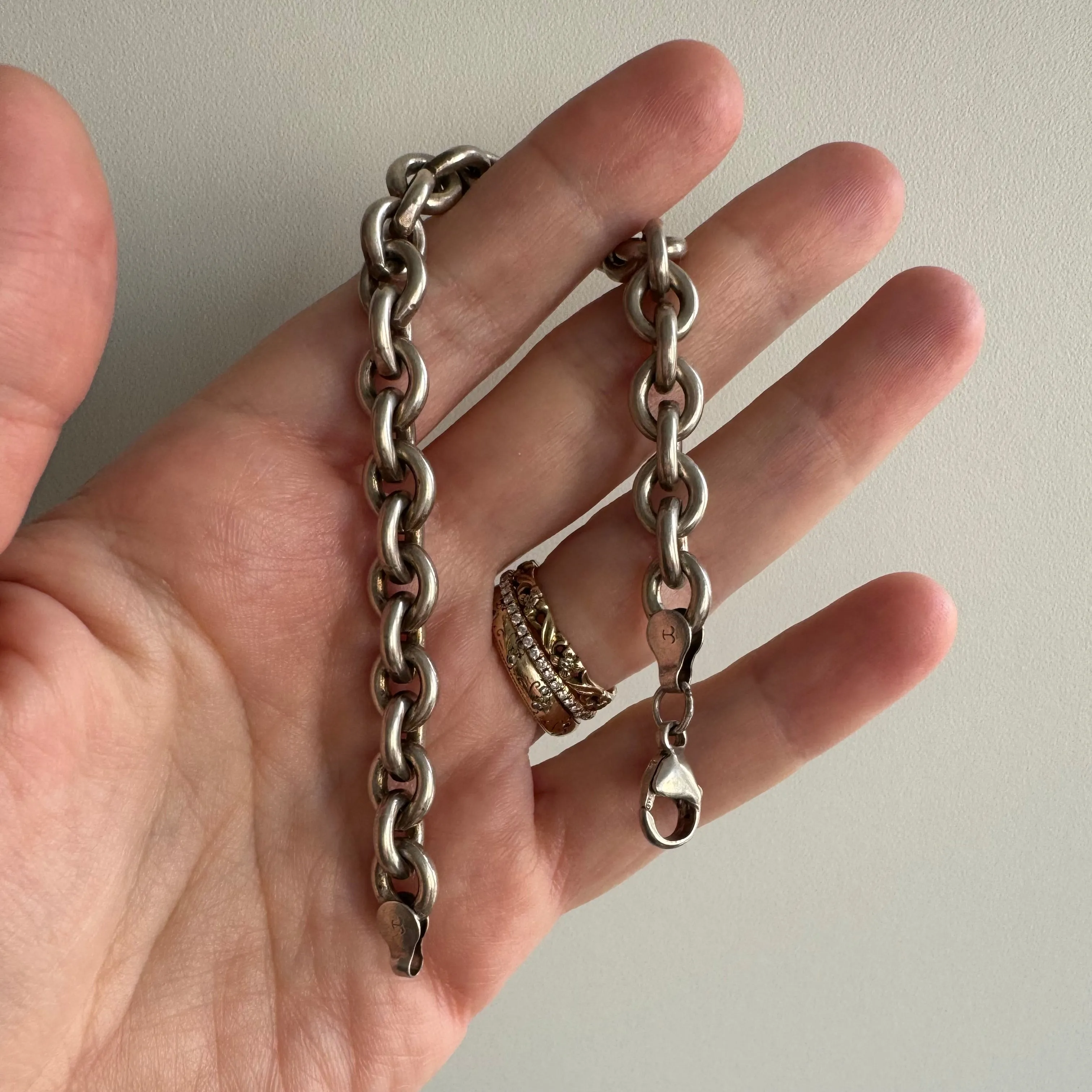 V I N T A G E // chunky cable / sterling silver chunky cable chain bracelet / 7, 23g