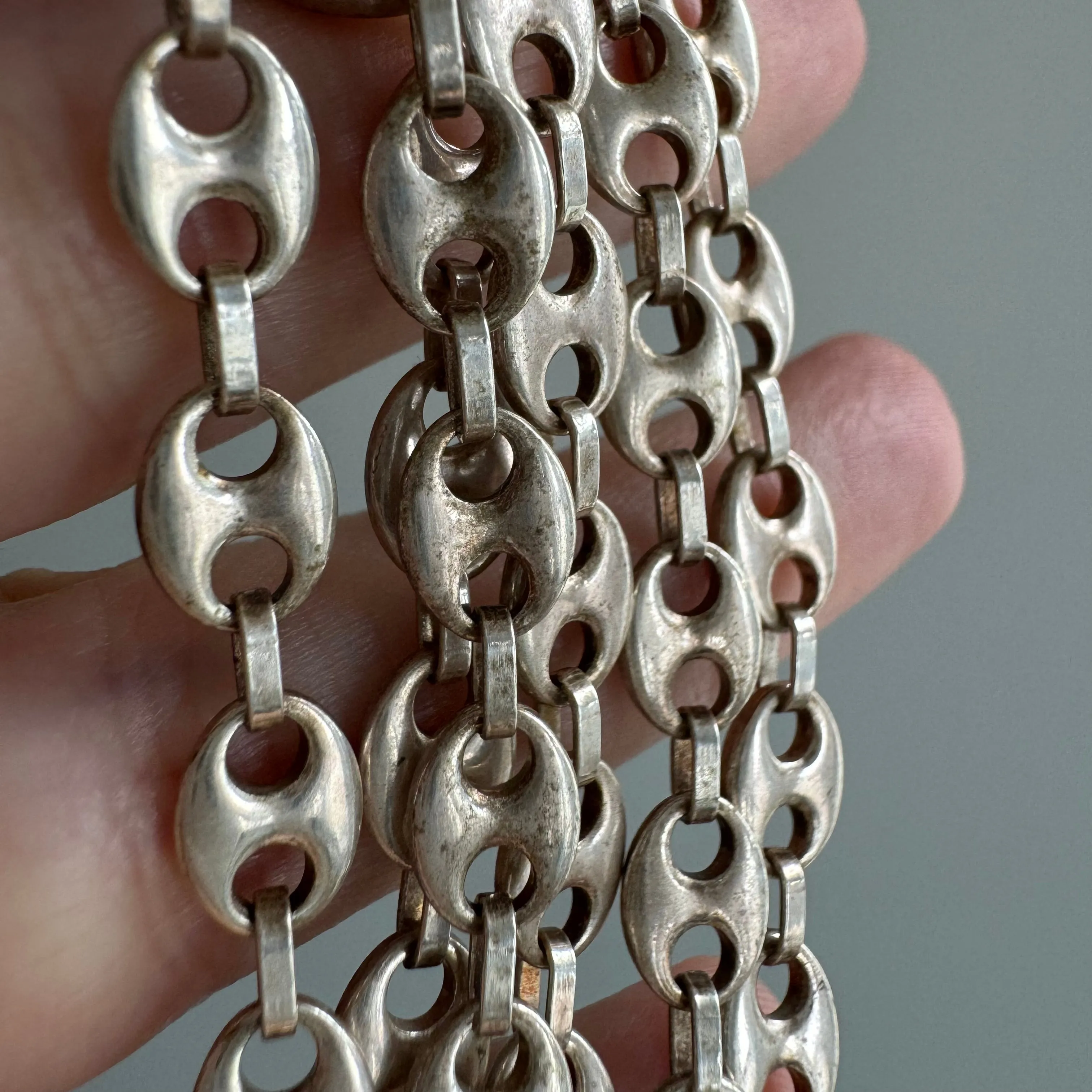 V I N T A G E // gucci layer / sterling silver puffy mariner link chain / 19.75, 20g