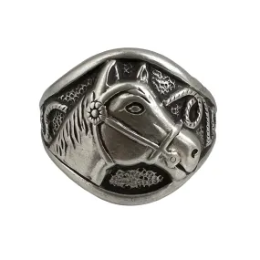 Vintage Bell Trading Post Sterling Silver Horse Signet Ring - Equine Design, Size 6.5