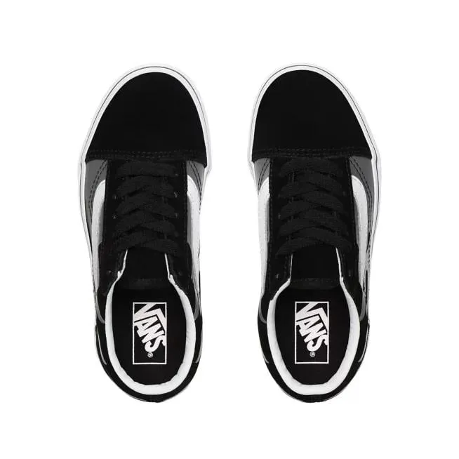 Vans boys' sneakers shoe in canvas and suede with gray flames Old Skool VN0A4UHZWKJ1 black-white