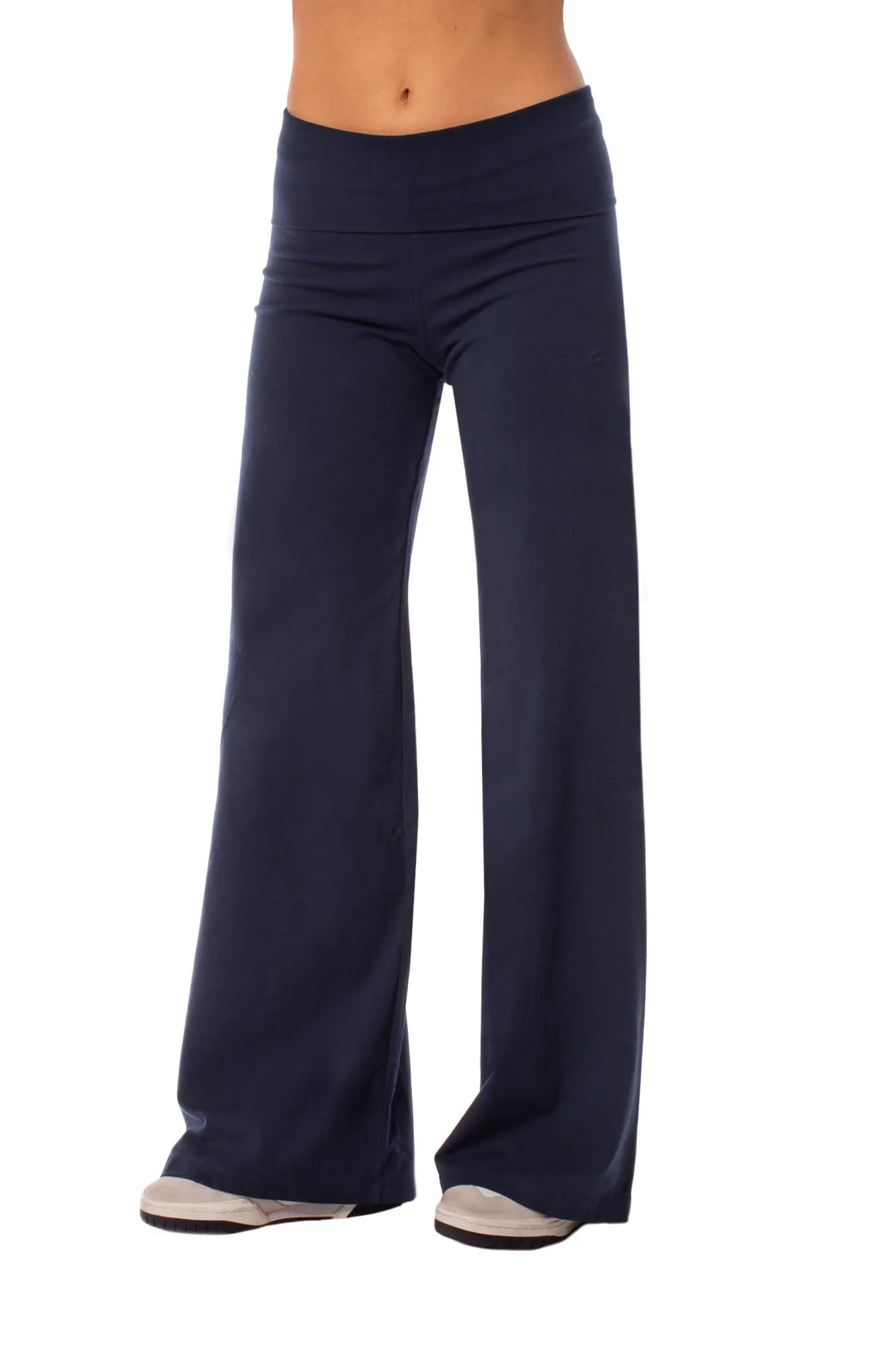 Wide Leg Roll Down Pants (Style W-326, Navy) by Hard Tail Forever